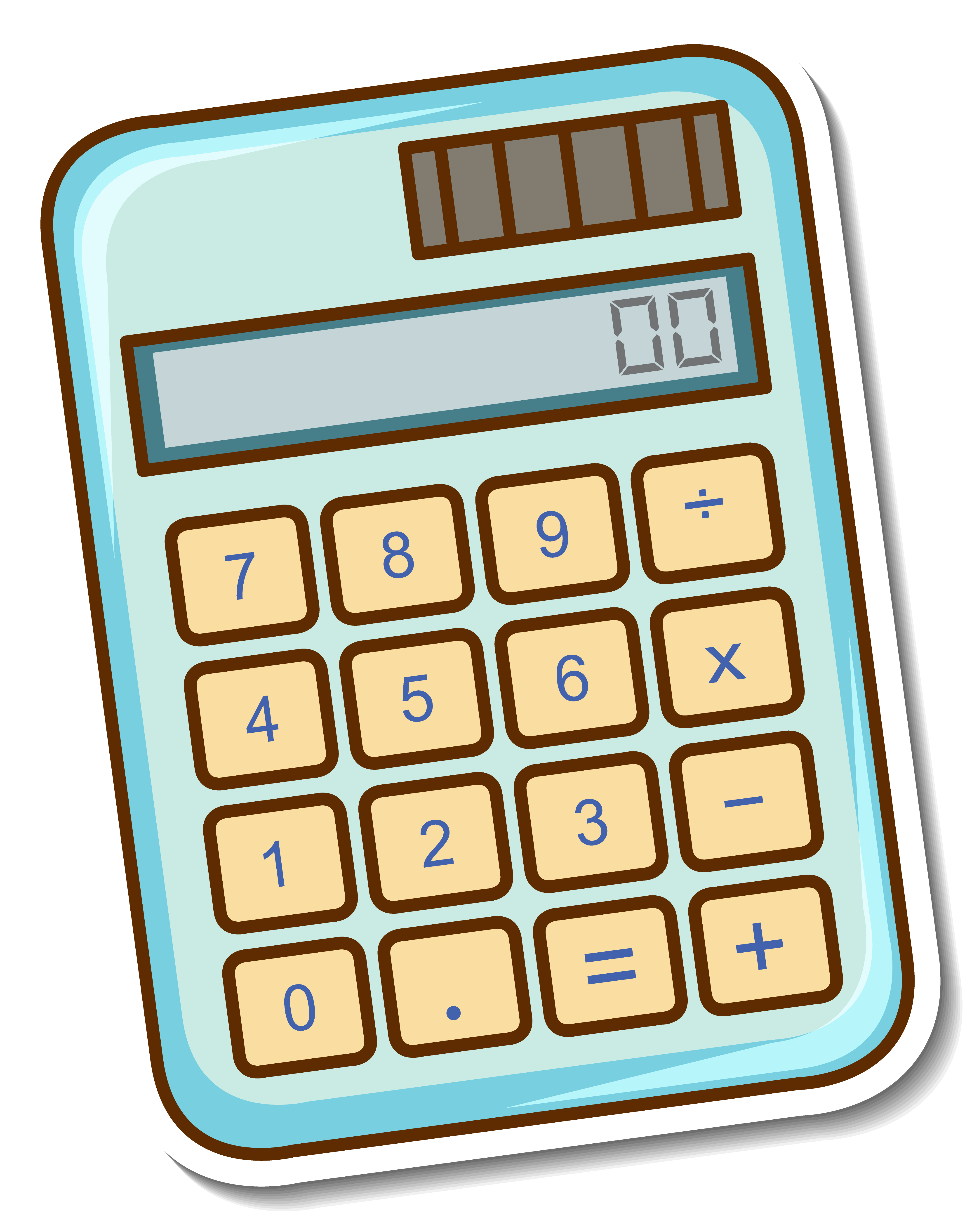 Sticker design with a calculator isolated illustration